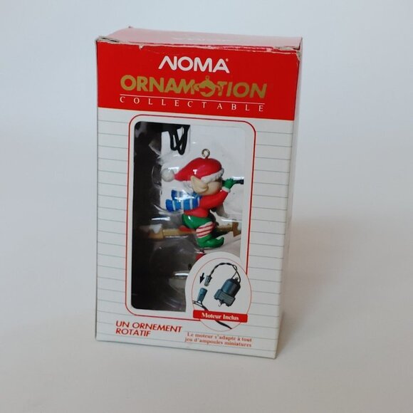 VINTAGE NOMA Ornamotion Elf Weather vein Rotating Christmas Ornament w Box - Picture 11 of 11